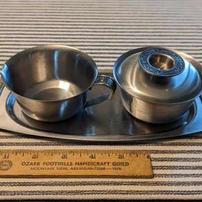 Vintage Mid Century Modern Stainless Steel Creamer Set