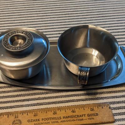 Vintage Mid Century Modern Stainless Steel Creamer Set