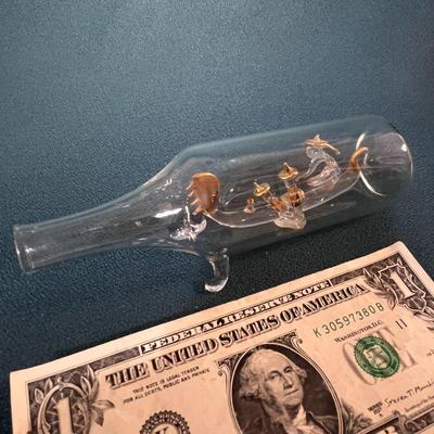 BOAT IN A BOTTLE BLOWN GLASS 