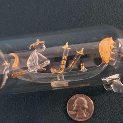 BOAT IN A BOTTLE BLOWN GLASS 