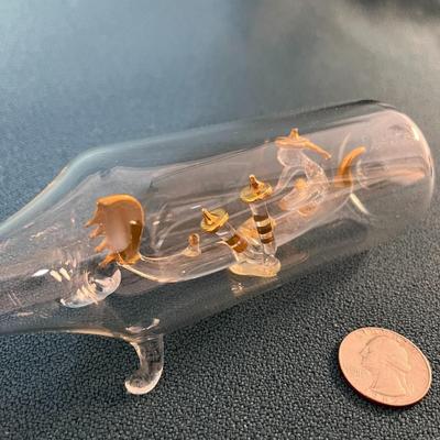 BOAT IN A BOTTLE BLOWN GLASS 