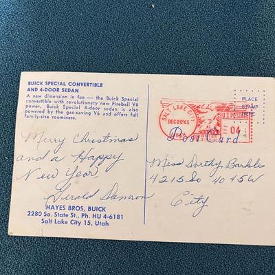 BUICK SPECIAL VINTAGE PROMO POST CARD