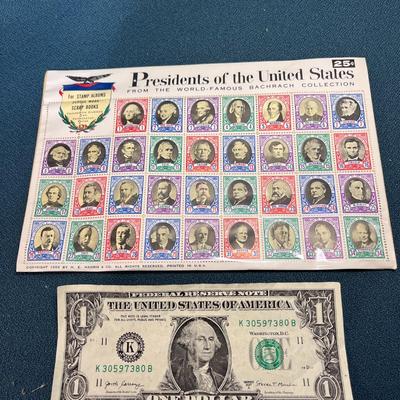 GUMMED, PERFORATED US PRESIDENTS STAMPS SHEET