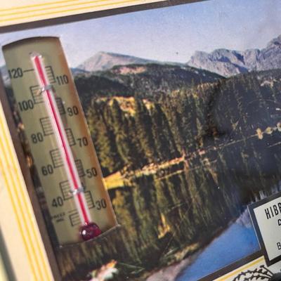 VTG. ADVERTISING FISHERMAN PRINT w/THERMOMETER