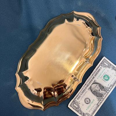SHINY BRASS SERVING DISH SCALLOPED EDGE