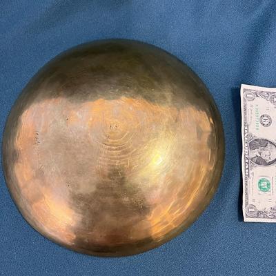 OLD CHINA HEAVY BRASS BOWL ETCHED DRAGON 