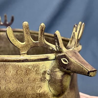 FAB VERDIGRIS ANTLERED DEER HEAD BOWL