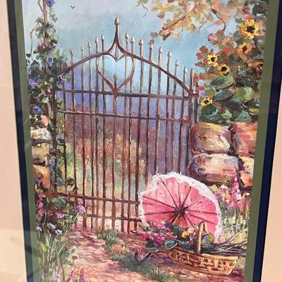 LOVELY FRAMED MATTED GARDEN GATE SCENE PRINT