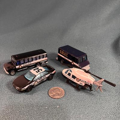 4 COUNT MATTEL HOT WHEELS POLICE SWAT VEHICLES
