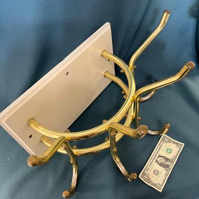 WALL MOUNT BRASS PLATED COAT HAT RACK