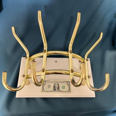 WALL MOUNT BRASS PLATED COAT HAT RACK