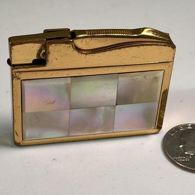 MOTHER OF PEARL INLAID VINTAGE CIGARETTE LIGHTER