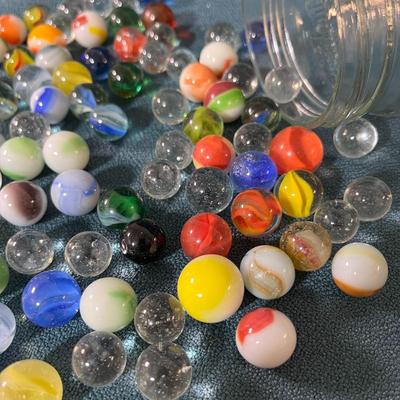 JAR FULL OF OLD MARBLES