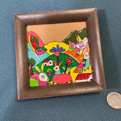 DECORATIVE RAISED RELIEF COLORFUL FRAMED TILE
