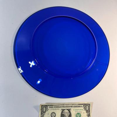 LARGE BLUE GLASS SERVING PLATTER