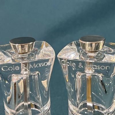 CRYSTALINE LUCITE SALT AND PEPPER GRINDERS PAIR