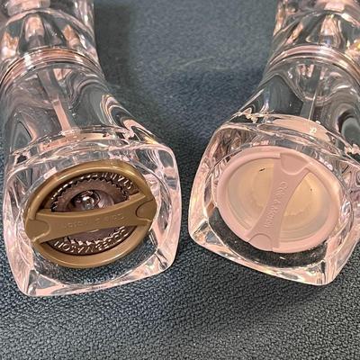 CRYSTALINE LUCITE SALT AND PEPPER GRINDERS PAIR