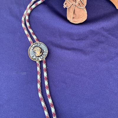 LITTLE DAVEY CROCKET WITH CERTIFICATE OF AUTHENTICITY AND VINTAGE DAVEY CROCKET BOLO