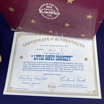 LITTLE DAVEY CROCKET WITH CERTIFICATE OF AUTHENTICITY AND VINTAGE DAVEY CROCKET BOLO