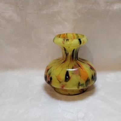 Signed Kralik Yellow End Of Days Czechoslovakian Art Glass  Vase