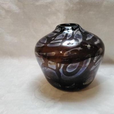 Vintage Studio Art Glass Irridescent Vase Signed S. West