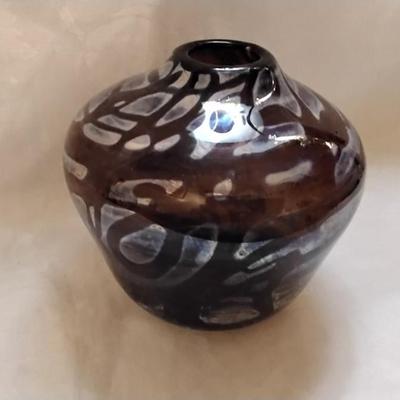 Vintage Studio Art Glass Irridescent Vase Signed S. West