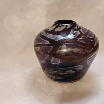 Vintage Studio Art Glass Irridescent Vase Signed S. West