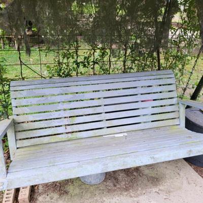 All wood garden or porch swing