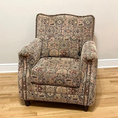 NORWALK ~ Upholstered Accent Chair ~ Nailhead Lined ~ With Matching Ottoman