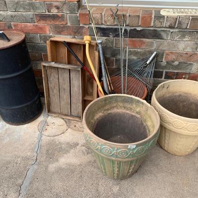 Planter pots, rakes