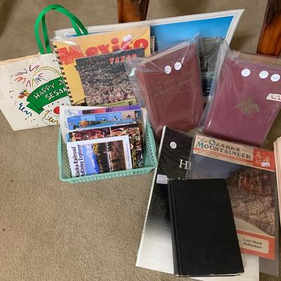 Books, coasters, lamp