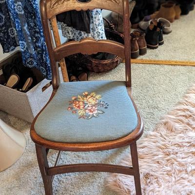 Antique Walnut Embroidered Chair