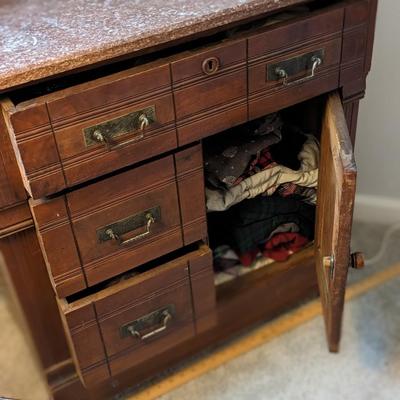 Matching Antique Victorian Eastlake Walnut Washstand Commode Vanity