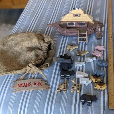 Wooden Carved Noah's Ark Set