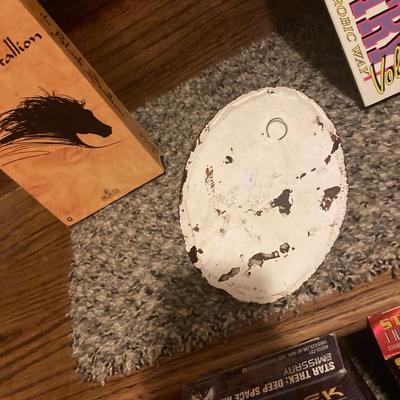 CHALK-WARE HORSE WALL HANGER AND VHS MOVIES ðŸŽ¥ ðŸ¿
