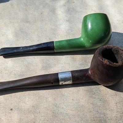 2 Gorgeous Dr. Grabow COLOR DUKE Ajustomatic Estate Tobacco Pipe ~ Green Painted Briar