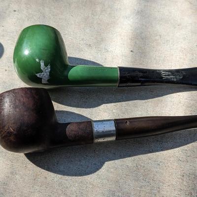 2 Gorgeous Dr. Grabow COLOR DUKE Ajustomatic Estate Tobacco Pipe ~ Green Painted Briar