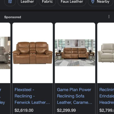 Flexsteel leather power reclining loveseat