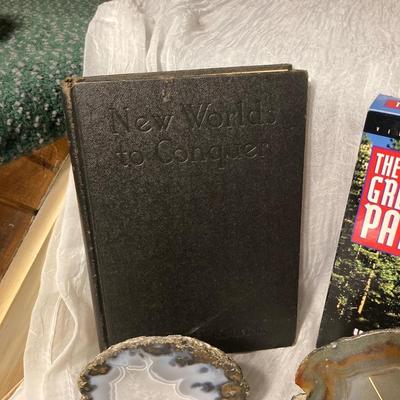 1929 â€œWORLD TO CONQUERâ€ BOOK IN EXCELLENT CONDITION, GEOLOGICAL GOODIES AND SOME INTERESTING EDUCATIONAL MOVIES!