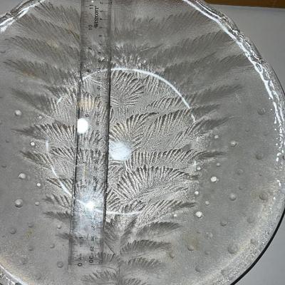 large glass display tray with tree