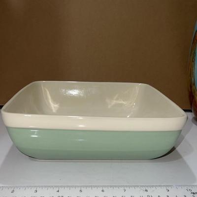 large green and white bowl
