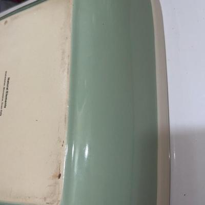 large green and white bowl