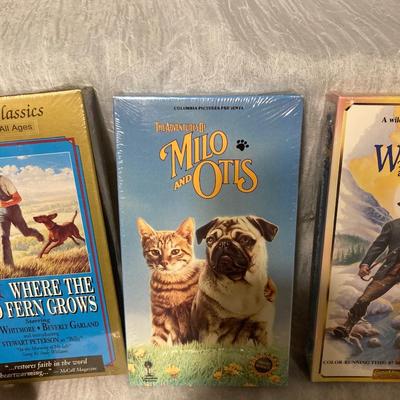 GREAT KID FLICKS, ALL NIB VHS MOVIES, NEVER HAVE HAD THE PLEASURE OF BEING PLAYED!