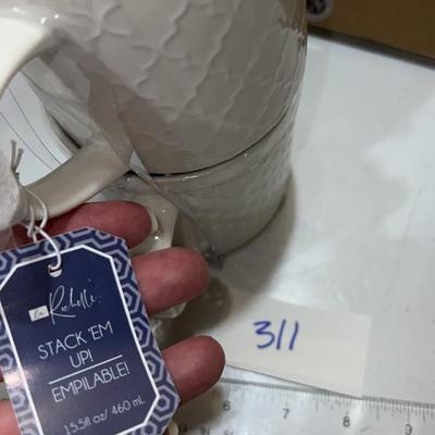 set of cute white mugs new