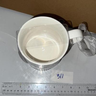 set of cute white mugs new