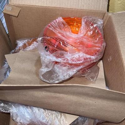 plastic orange dish set new in box