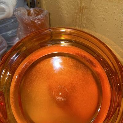 plastic orange dish set new in box