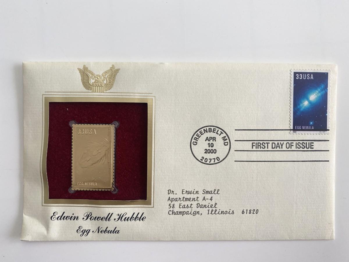 Edwin Powell Hubble Egg Nebula Gold Stamp Replica First Day Cover