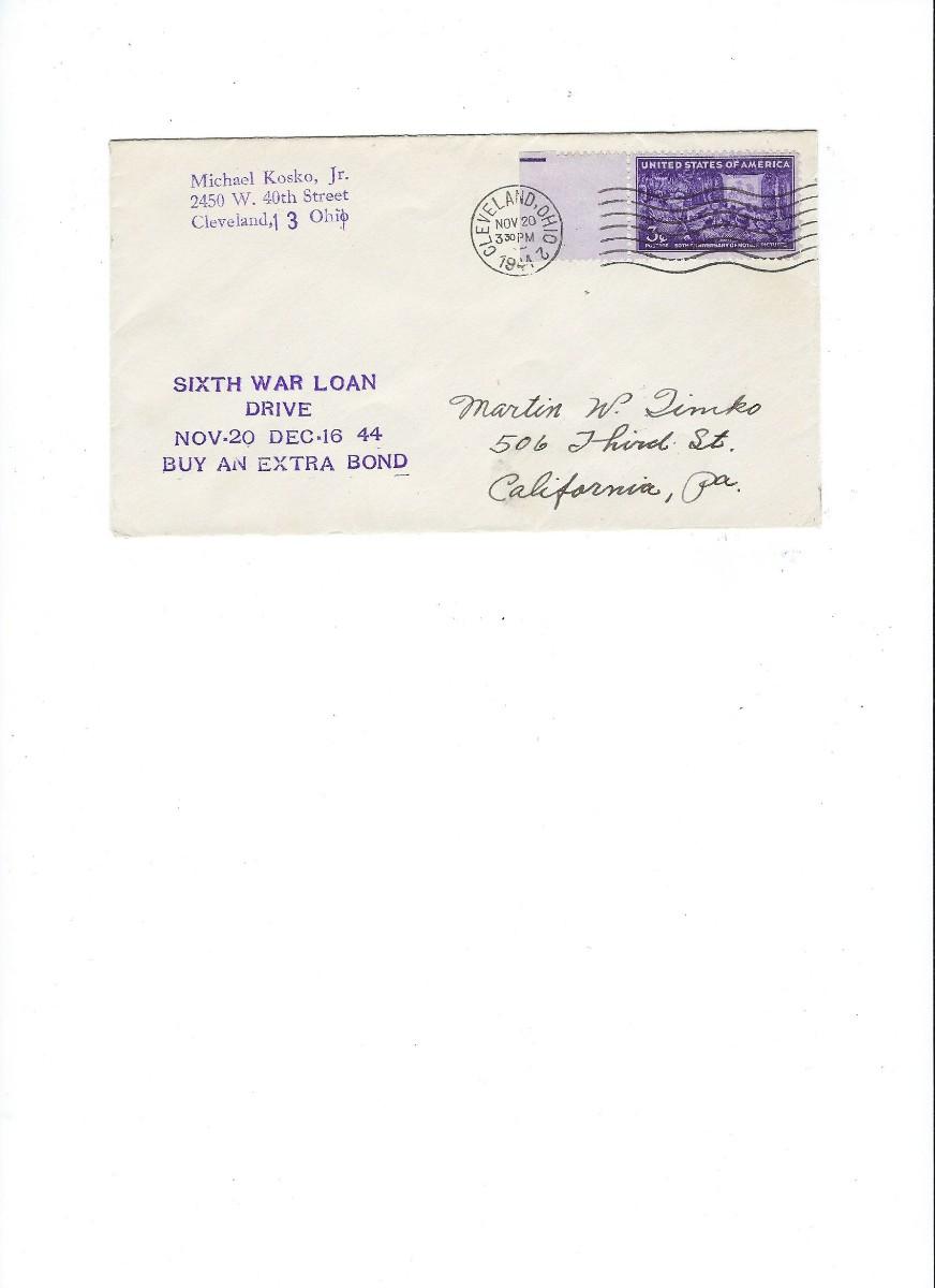 Sixth War Loan Drive - First Day Cover - 1944 - Cleveland, Ohio ...