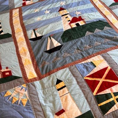 Nautical Themed Decorative Pillows, Bedspread  Quilt Lot